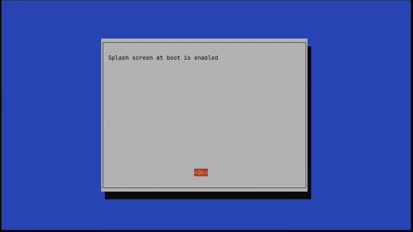 raspi-config splash screen enabled